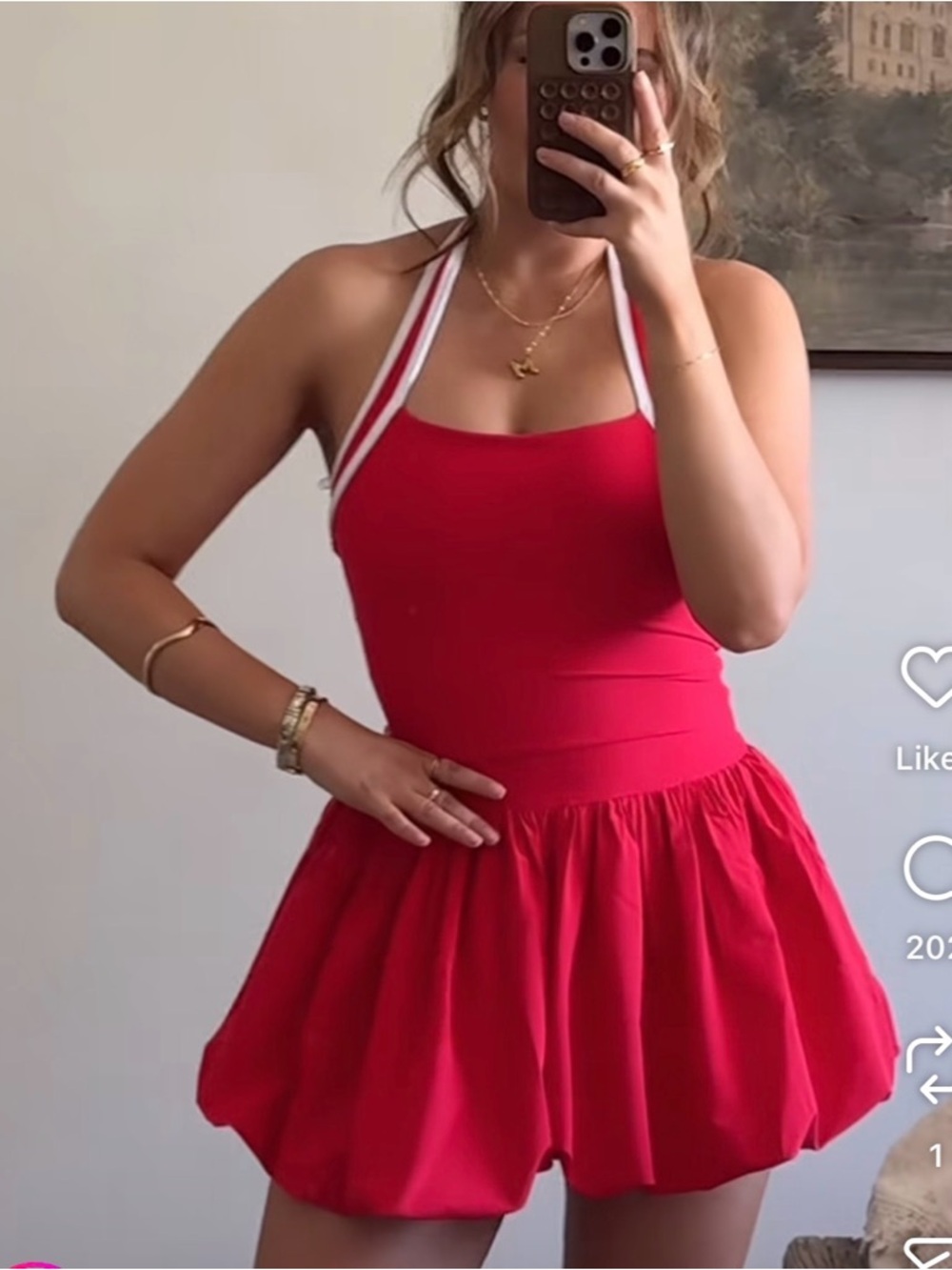Abercrombie & Fitch YTB Motion Red Halter Bubble HemTennis Dress